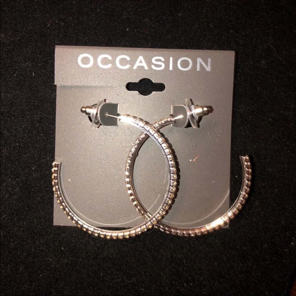 occasion new rhinestone hoop earrings retail $22